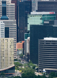 High angle view of buildings in city