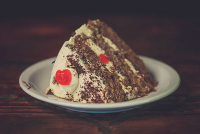 Close-up of dessert in plate on table