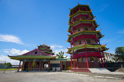 Low angle view of temple building against sky