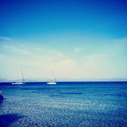 Boat sailing in sea