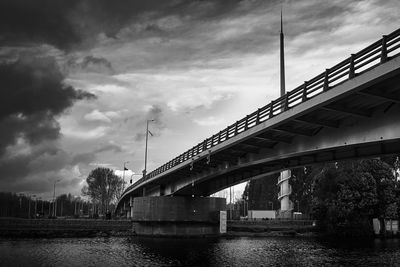 Low angle view of bridge over river against sky