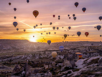 Hot air balloons flying in sky