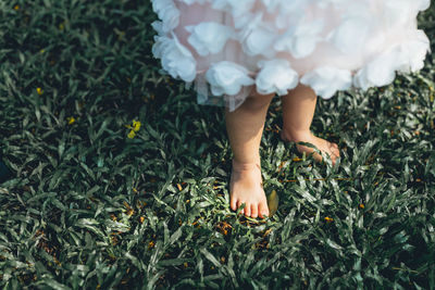 Girl standing on grass outdoors