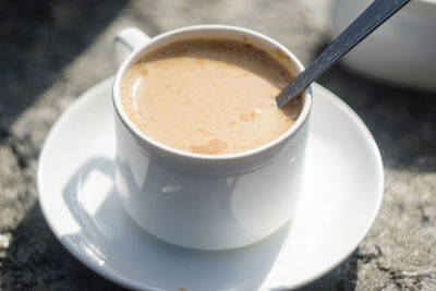 High angle view of chai latte