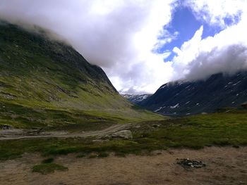 Scenic view of mountains against sky