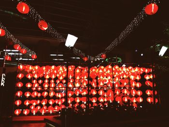 Low angle view of lanterns hanging on ceiling