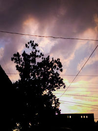 Low angle view of silhouette tree against sky