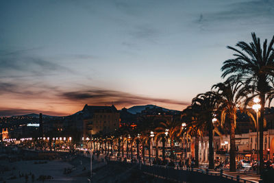 View of city at night