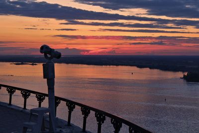 Scenic view of river against sky during sunset