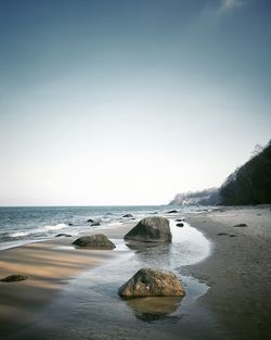 Scenic view of sea against clear sky