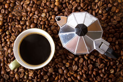 High angle view of coffee cup