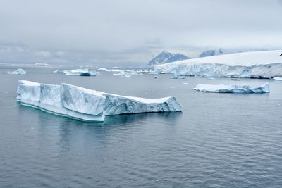 Scenic view of frozen sea against sky