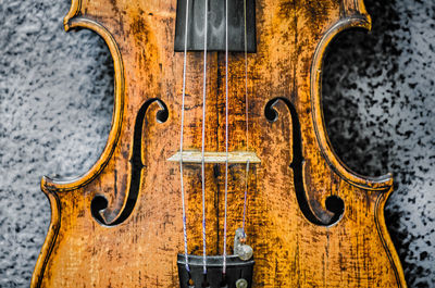 Close-up of old guitar