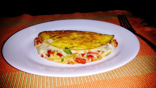 Close-up of breakfast served on table