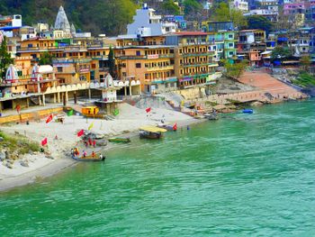 High angle view of people on beach