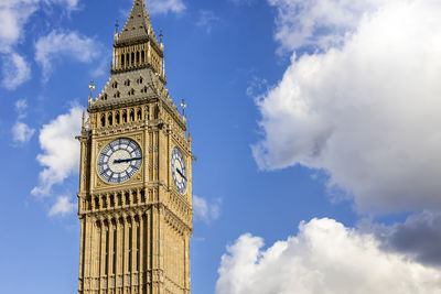 Low angle view of big ben against sky