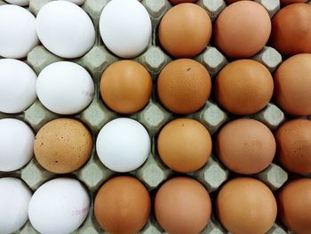 Full frame shot of eggs in crate