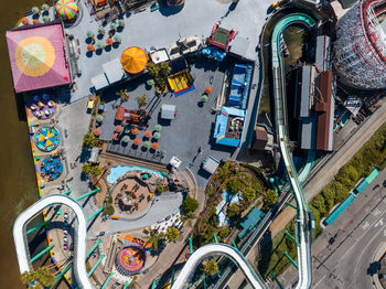 High angle view of buildings in city