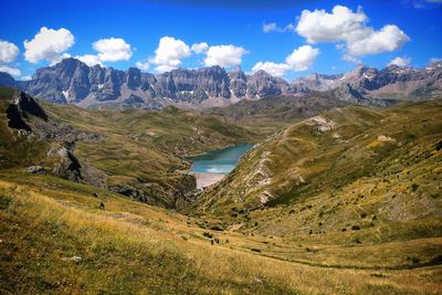 Scenic view of mountains against sky