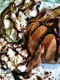 Close-up of served food in plate