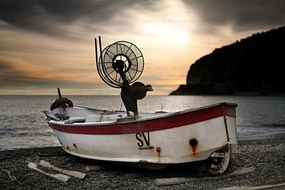 View of boat on beach