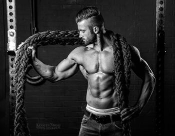 Young man with rope