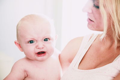 Portrait of cute baby at home