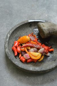 High angle view of food on table