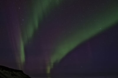 Low angle view of aurora borealis at night