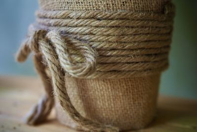 Close-up of rope tied up