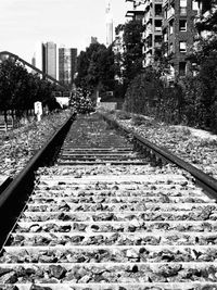 Railroad tracks in city