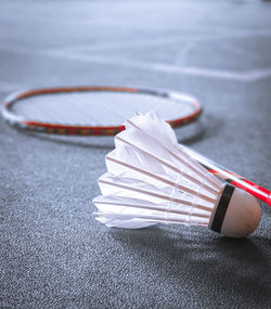 High angle view of umbrella on table