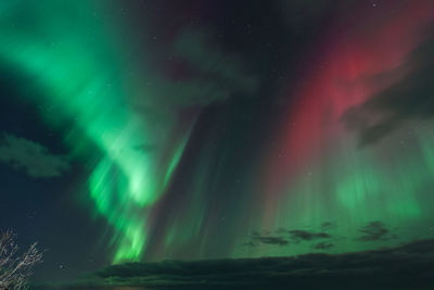 Low angle view of illuminated sky at night