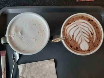 High angle view of coffee on table