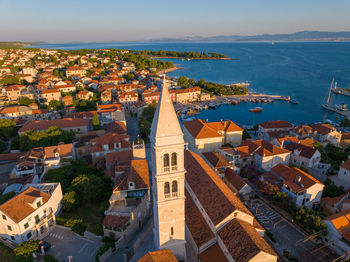 High angle view of buildings in city