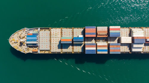 High angle view of pier on harbor