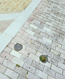 High angle view of manhole