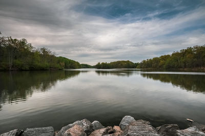 Scenic view of lake against sky