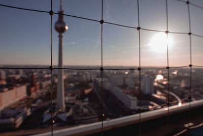 Scenic view of sunset seen through window