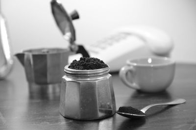 Close-up of ice cream on table