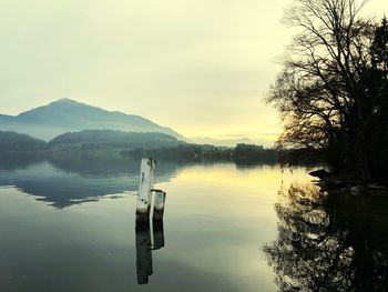 Scenic view of lake against sky