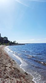 Scenic view of beach against clear sky