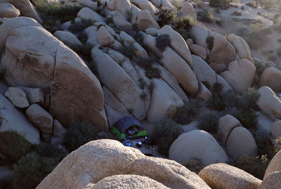 High angle view of rocks in water