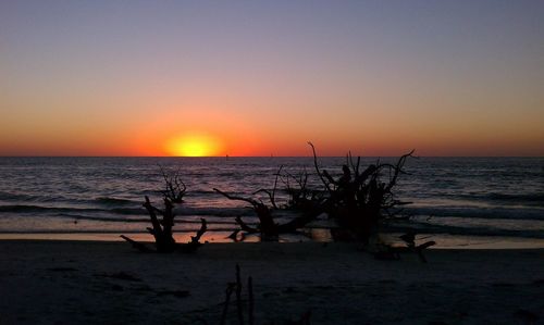 Scenic view of sea at sunset