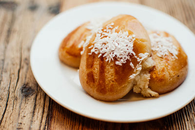 Close-up of bread in plate