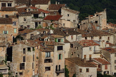 High angle view of residential buildings