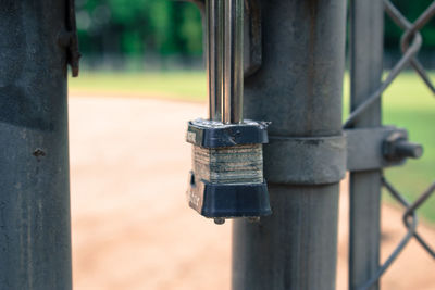 Close-up of old wooden post