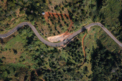 Winding road on mountain at chianng rai thailand aerial top view
