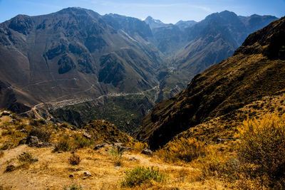 High angle view of mountain range