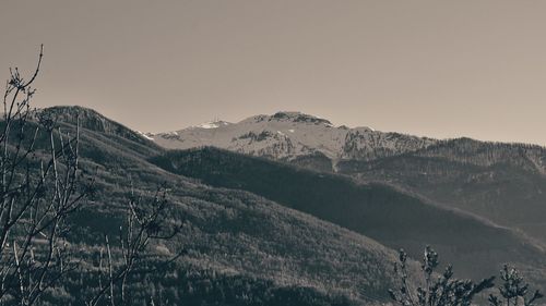 Scenic view of mountains against clear sky